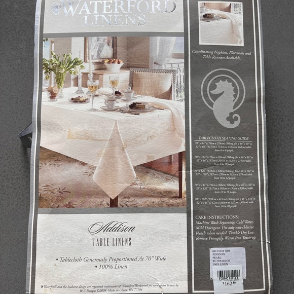 NWT Waterford “Addison” 100% linen table cloth 70”x104” and 6 napkins 21”x21” - Picture 3 of 7
